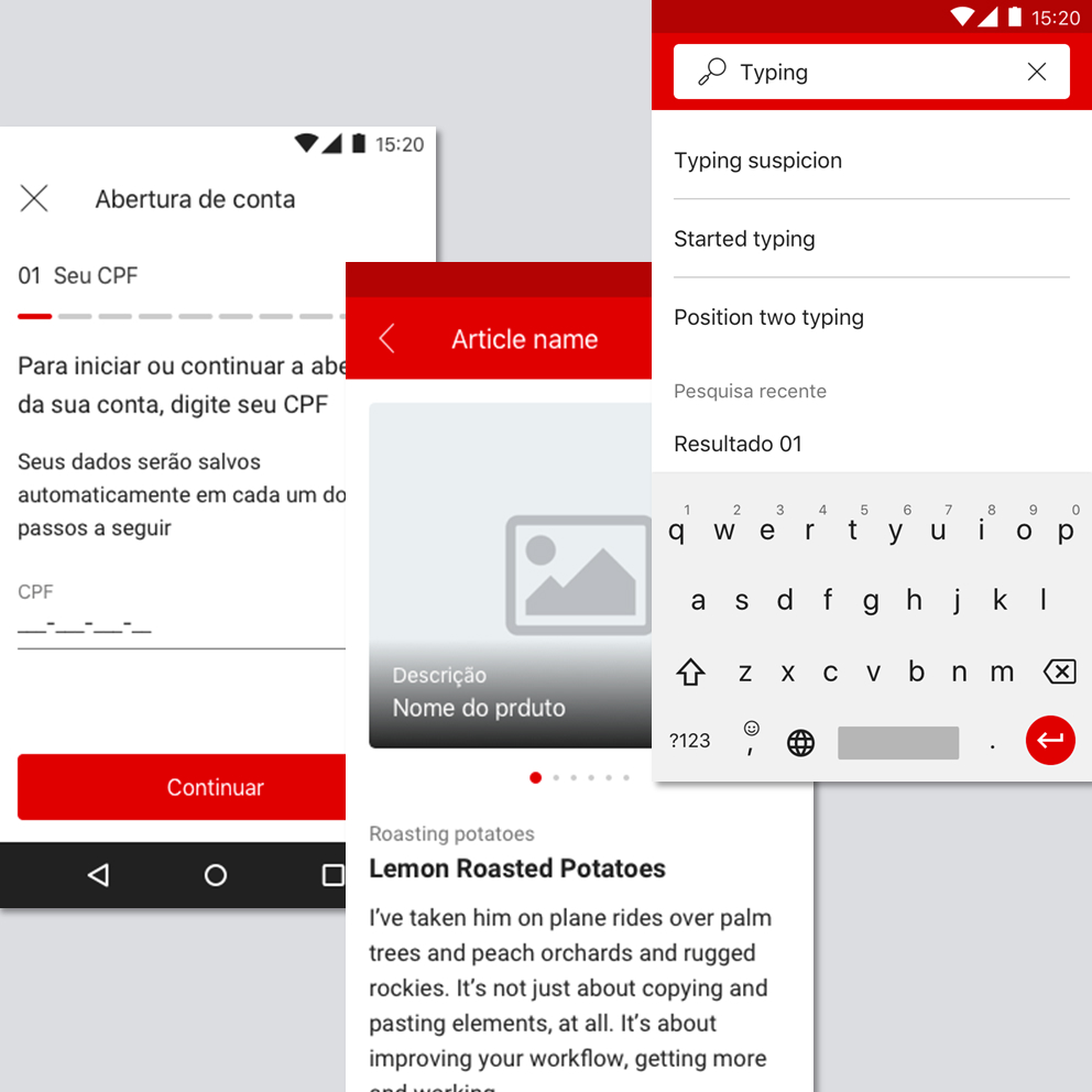 Consistência entre fluxos de tela com o design system